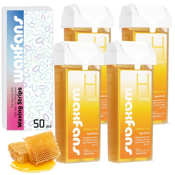 Waxfans Roll on Wax ,Honey Wax Roller for Hair Removal, at Home Waxing Kit for Women,Wax Strips,Soft Wax, Not included :roll on wax warmer