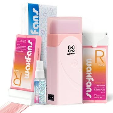 Waxfans Roll on Wax Kit at Home, 200ml Rolling Rose Wax with 50 Large wax strips for Sensitive Skin