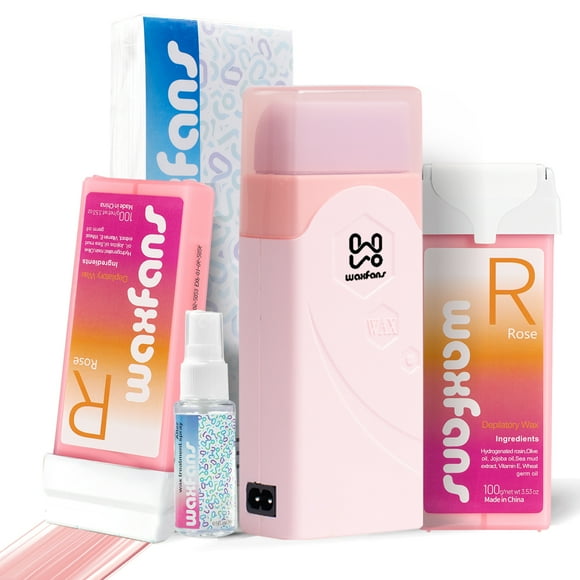 Waxfans Roll on Wax Kit at Home, 200ml Rolling Rose Wax with 50 Large wax strips for Sensitive Skin