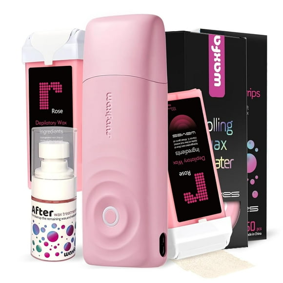 Waxfans Waxing Kit,Wax Strips, Wax Roller Kit, Roll on Wax Kit for Hair Removal, Waxing Kit for Women