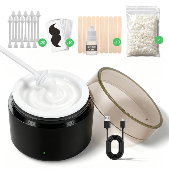 Waxfans Nose & Ear Hair Removal Mini Wax Kit for Men - A Mini Wax Warmer,a Silicone Bowl,100g Wax Beads,20 Applicators,Portable Mini Wax Pot for Men & Women (Black)