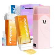Waxfans Roll on Wax Kit at Home, 200ml Rolling Honey Wax Refill with 50 Large wax strips for Sensitive Skin