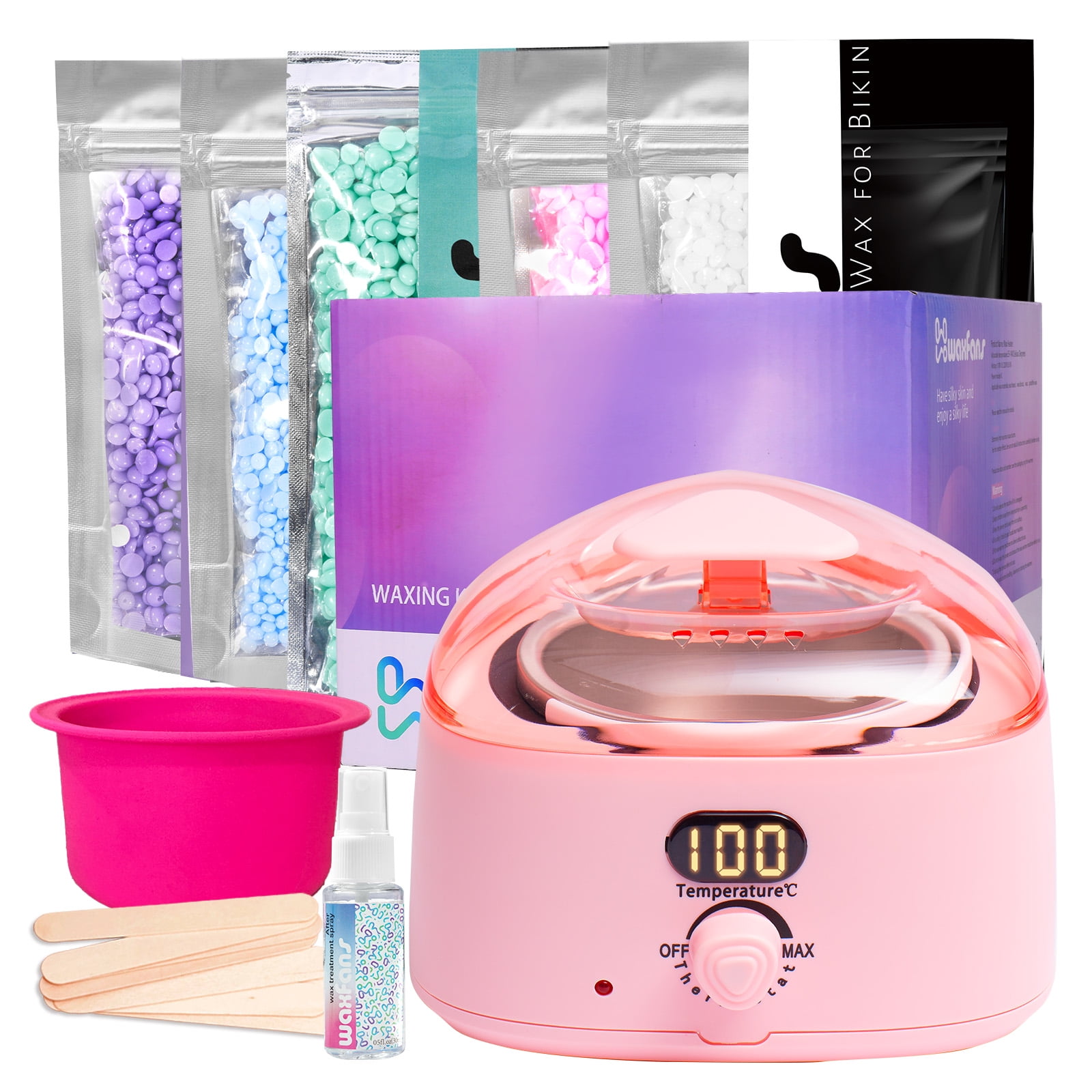 Waxfans Waxing Kit ,Wax Warmer for Hair Removal, Wax Kit with Hard Wax