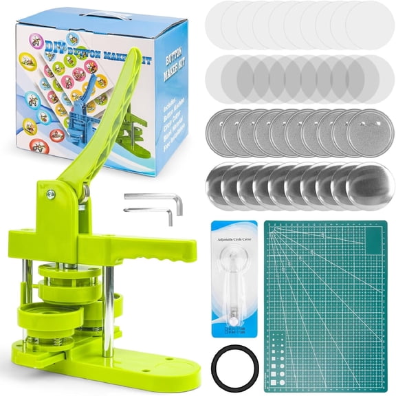 Waxgamo Button Maker Machine 58mm, Professional Badge Making Kit with 100 Parts, Installation Free DIY Pin Badge Maker, Ideal Pin Press Machine Gift for Crafts, Schools
