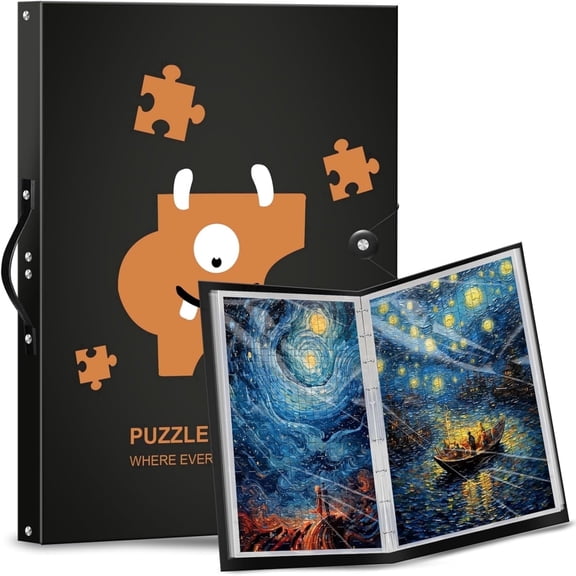 Waxgamo Extra-large Puzzle Storage Folder for 1000-Pieces, Portable Jigsaw Puzzles Organizer with 20 Removable Pockets, Fits Up to 40 Puzzles, Dustproof & Protective Puzzle Accessor