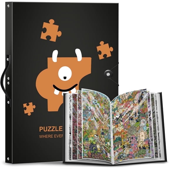Waxgamo Jumbo Puzzle Storage Folder for 500-Pieces, Large Capacity Jigsaw Puzzles Organizer Portable with 20 Removable Pockets, Dustproof & Protective Puzzle Accessor