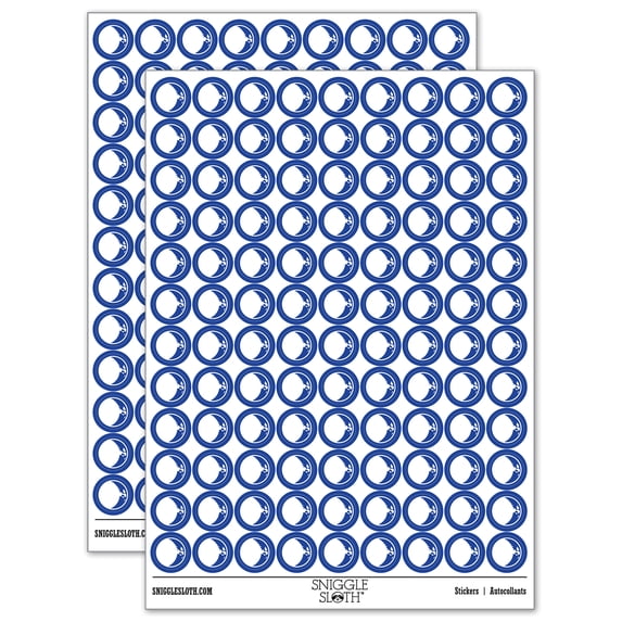 Waxing Crescent Moon Phase 200+ Round Stickers - Dark Blue - Matte Finish - 0.50" Size