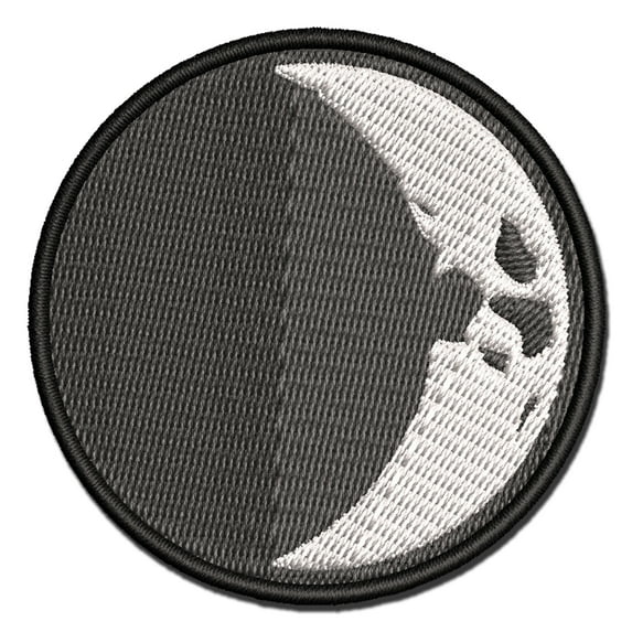 Waxing Crescent Moon Phase Applique Multi-Color Embroidered Iron-On Patch - 3.5 Inch Large