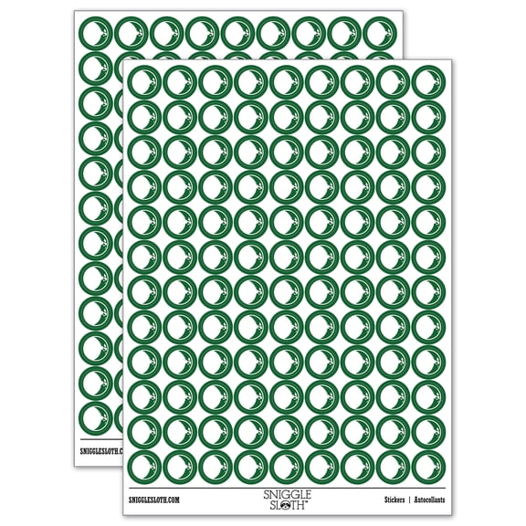 Waxing Crescent Moon Phase 200+ Round Stickers - Dark Green - Gloss Finish - 0.50" Size