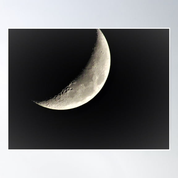 Waxing Crescent Moon With Craters Poster Wall Art, Modern Wall Decor, 8x12 UNFRAMED