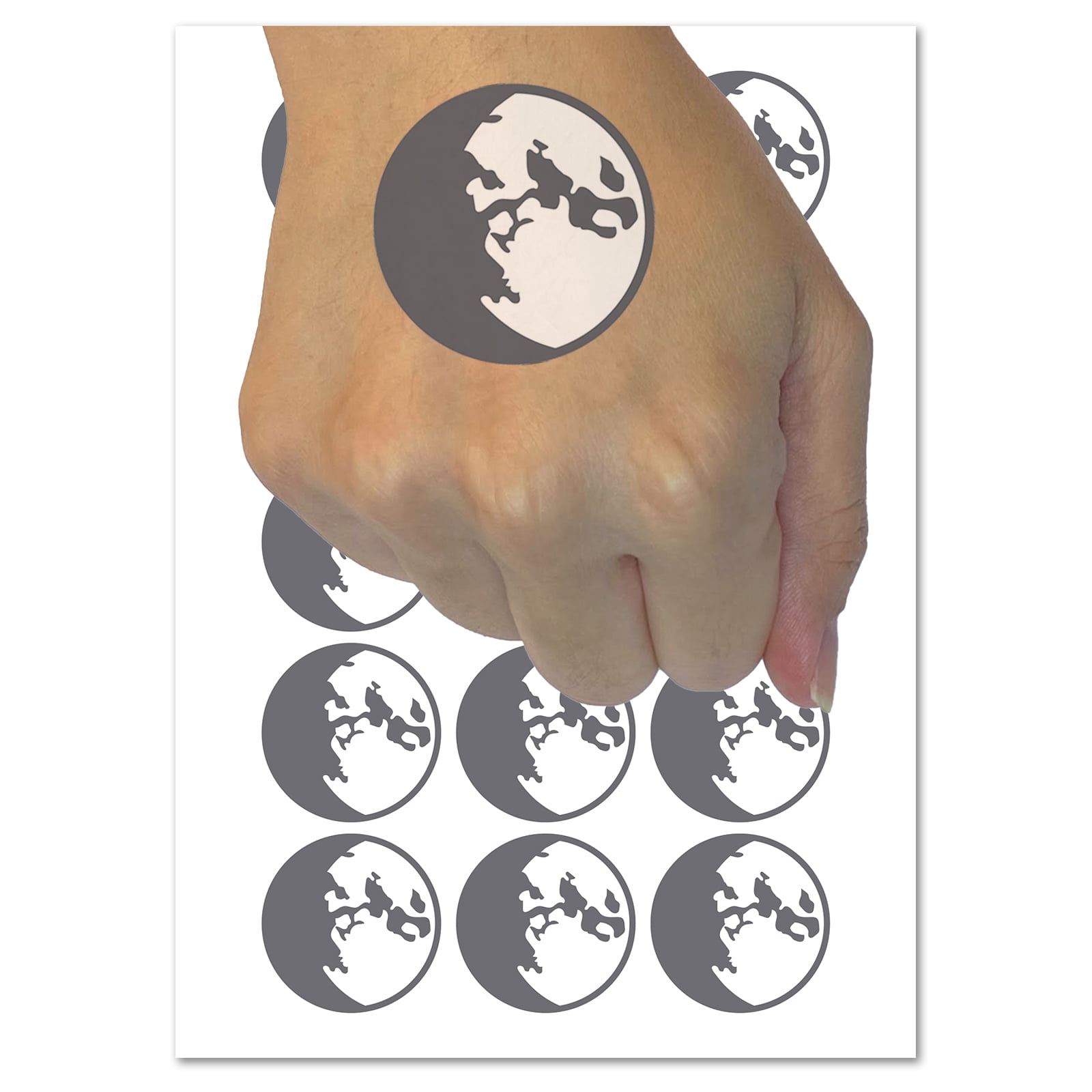 Waxing Gibbous Moon Phase Water Resistant Temporary Tattoo Set Fake Body Art Collection 54 1