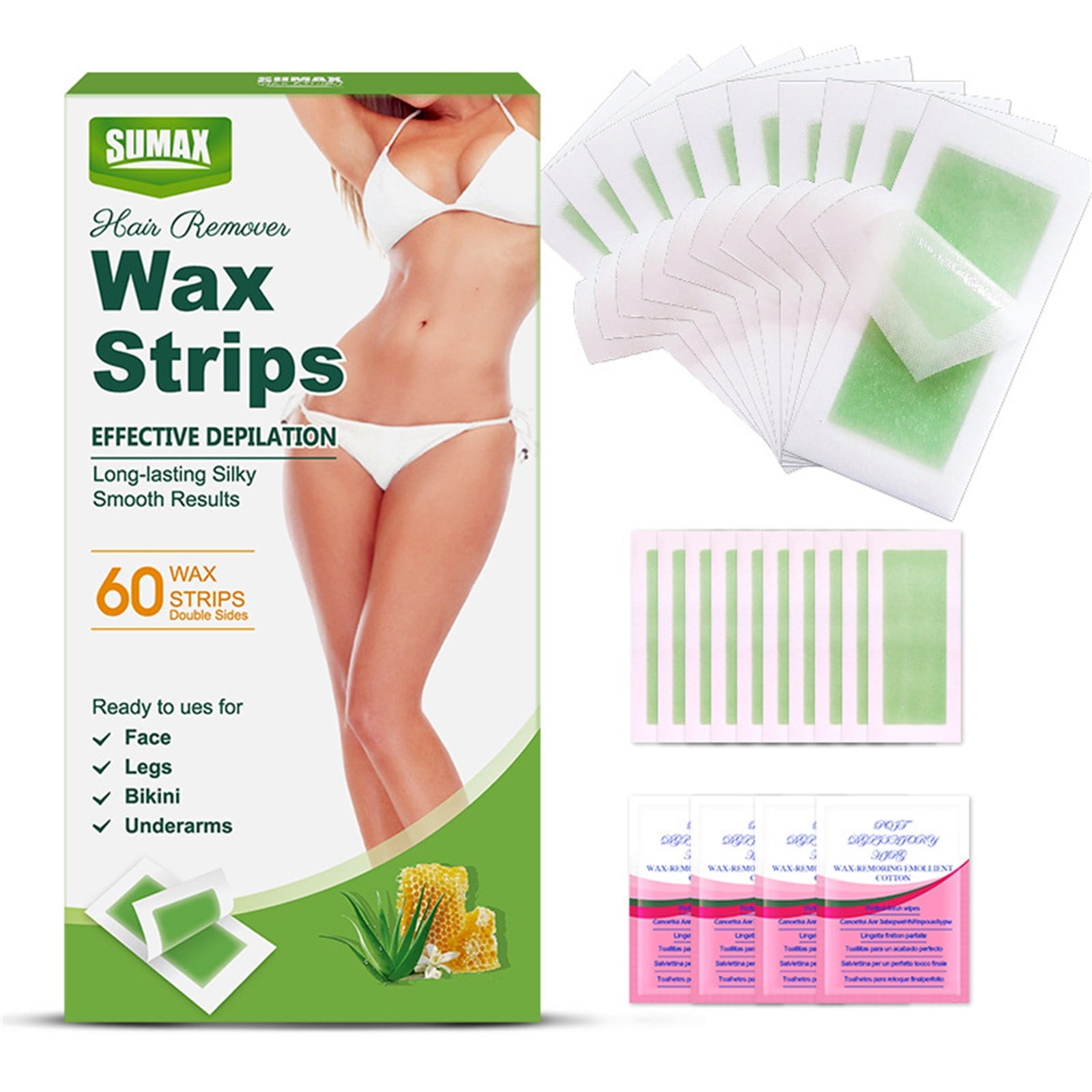 Waxing Kit for Women, Facial Hair Removal Wax Strips, Hypoallergenic
