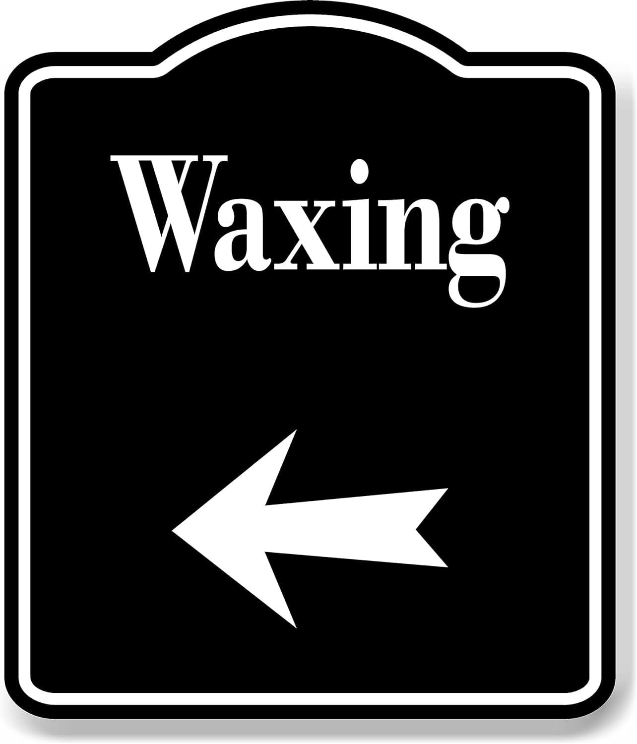 Waxing Left Arrow BLACK Aluminum Composite Sign, 8.5