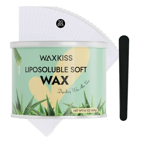 Waxkiss Hair Removal Wax, Soft Series, Fresh,Cool, Calming, Transparent Wax, Aloe Vera Essence , 14.1 oz.