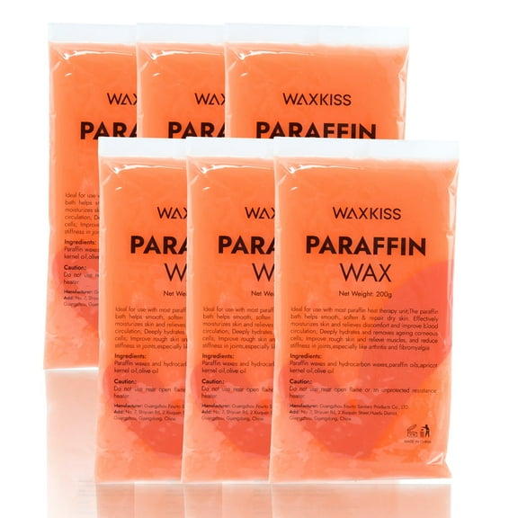 Waxkiss Paraffin Wax for Hands and Feet, 6 pack Paraffin Wax Refill of Peach scent, Paraffin Wax Bath for Moisturizing
