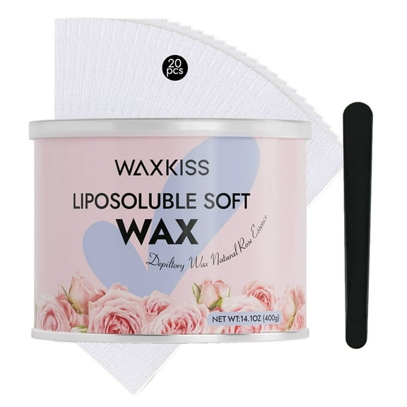 Waxkiss Rose Soft Wax, Soft Wax Series, Hair Removal Wax for Sensitive Skin,Ideal for Bikini,Brazilian,and Body Waxing, 14.1 oz