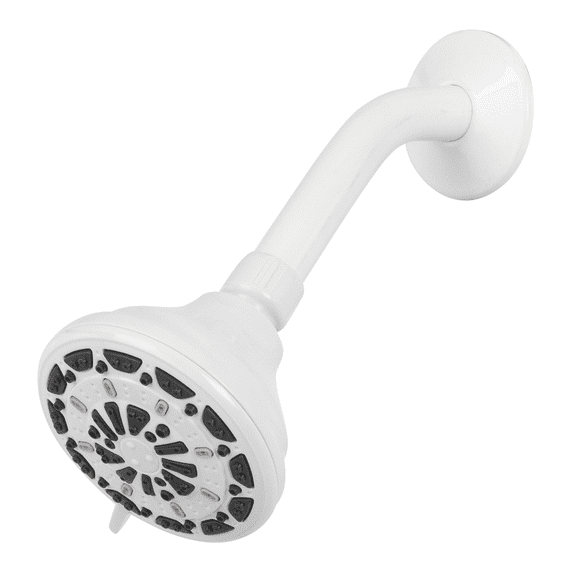 Waxman 4" Fixed Shower Head w/ 6-Spray Settings, White