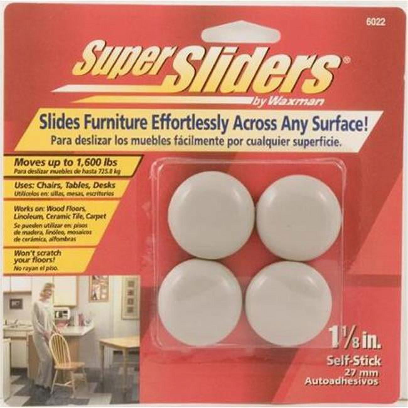Waxman Consumer Group 4 Count Self Stick Round Super Sliders, Biege 1.12 in.