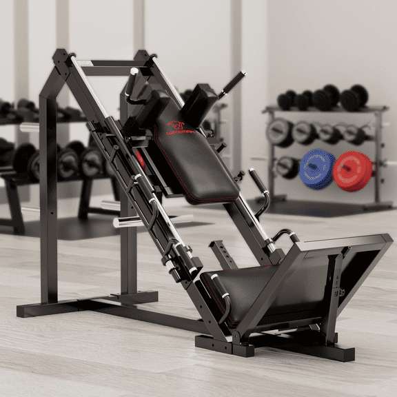 Waxman Professional Leg Press Hack Squat Machine: Adjustable & Specialty Equipment for Full Lower Body Workout at Home Gym with Linear Bearing & Weight Storage Posts--NO Weight Plates