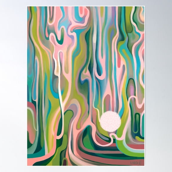 Waxy Paints And Moon Poster Wall Art, Modern Wall Decor For Living Room Bedroom, 8x12 UNFRAMED