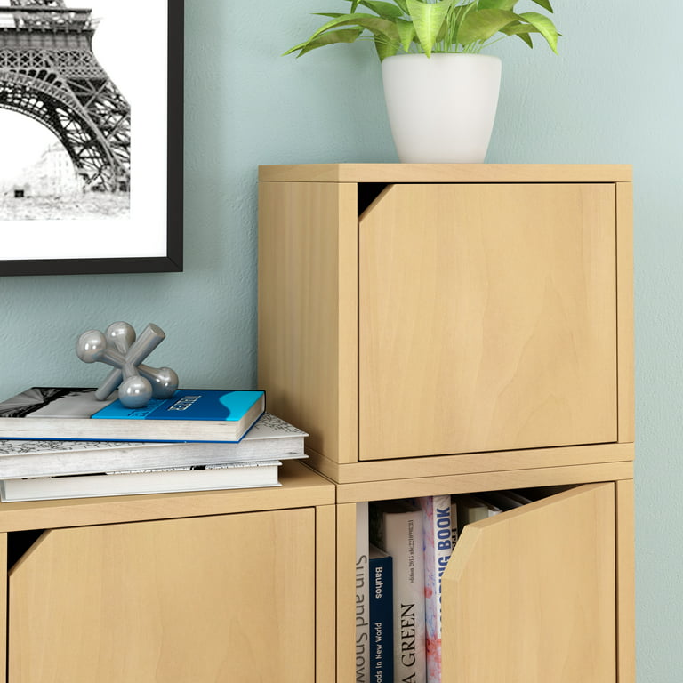 Way Basics Eco Stackable Connect Storage Cube with Shelf - Natural
