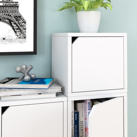 Way Basics Eco Stackable Connect Cube with Door, Modular Shelf Storage and Organizer, White