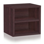 Way Basics Modular Connect Shelf Cube Cubby Storage Stackable Closet Organizer Display Shelf, Espresso