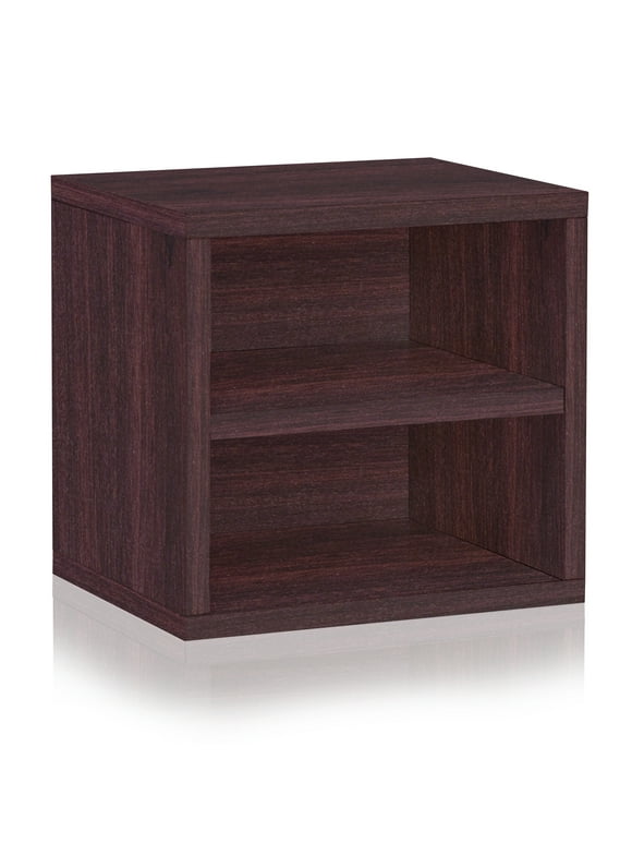 Way Basics Modular Connect Shelf Cube Cubby Storage Stackable Closet Organizer Display Shelf, Espresso