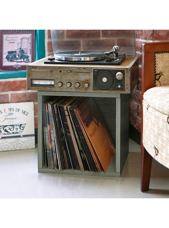 Way Basics Modular Vintage Vinyl Record Storage Blox Cube, Organizer Shelf (Fits 65-70 Album)