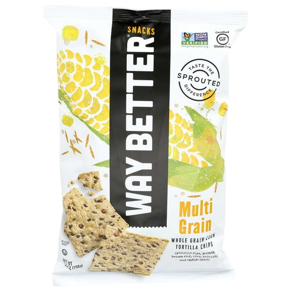 Way Better Snacks Simply Sunny Multi Grain Tortilla Chips, 5.5 Ounce -- 12 per case.