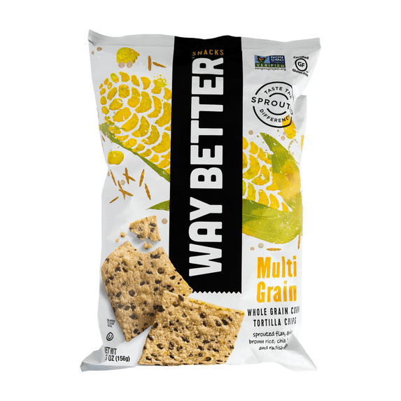Way Better Snacks Multi Grain Tortilla Chips, 5.5 oz, Plastic Bag