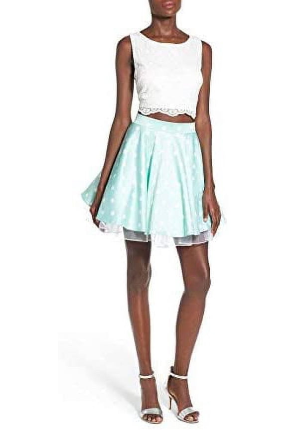 Way-In Lace & Polka Dot Two-Piece Dress, Size 13 - Mint