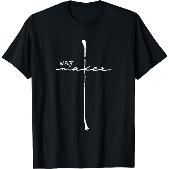 Way Maker, Easter or Every Day Cross Design T-Shirt Black Small