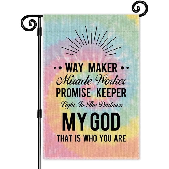 Way Maker Miracle Worker Garden Flag, Double Sided Yard Outdoor Farmhouse Lawn Porch Decor, Religious Faith Flag, Christian Quote Flag, Birthday Gifts for Women Coworker Friend Sister BFF