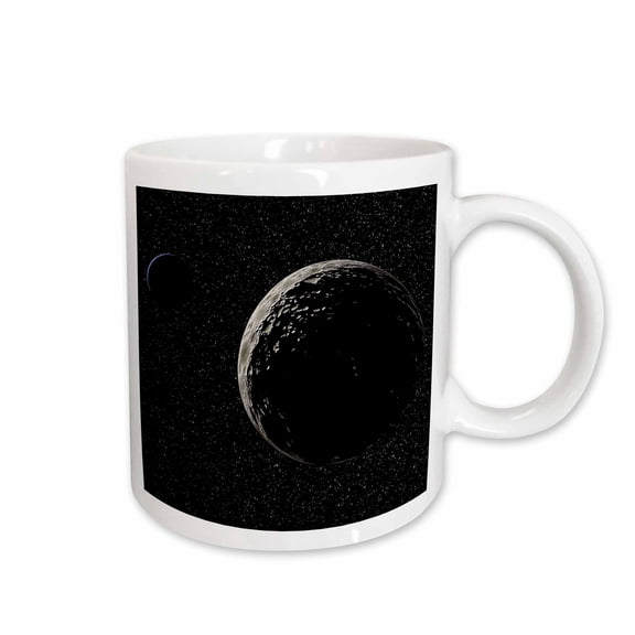 3drose, Way over Yonder Scene from Space with an Asteroid and Distant Blue Planet, 11oz Mug