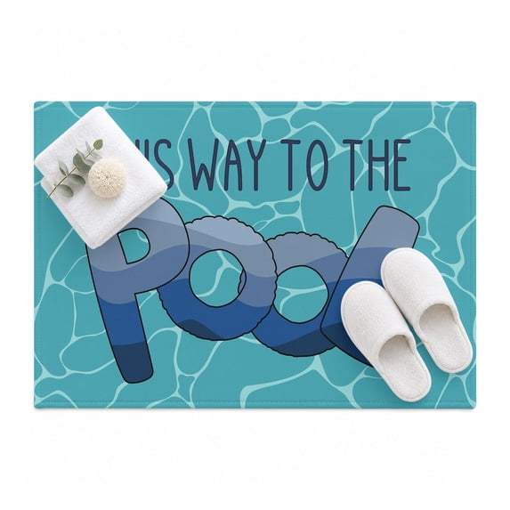 This Way To The Pool Area Rug 2'x3', Abstract Summer Letter Print Mat ...