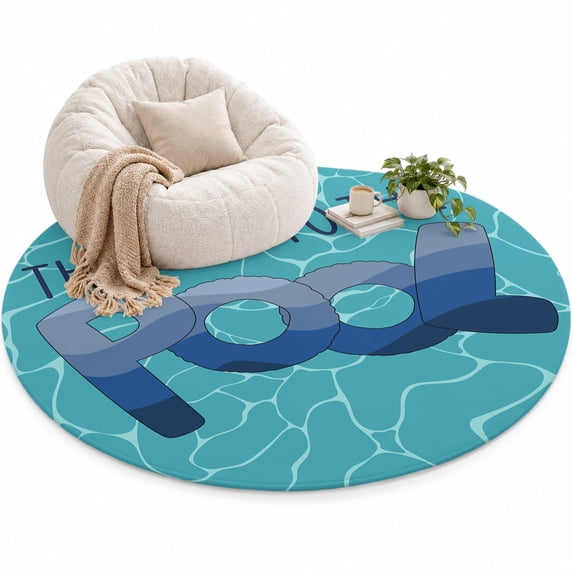 This Way To The Pool Area Rug 4', Abstract Summer Letter Print Soft Mat ...