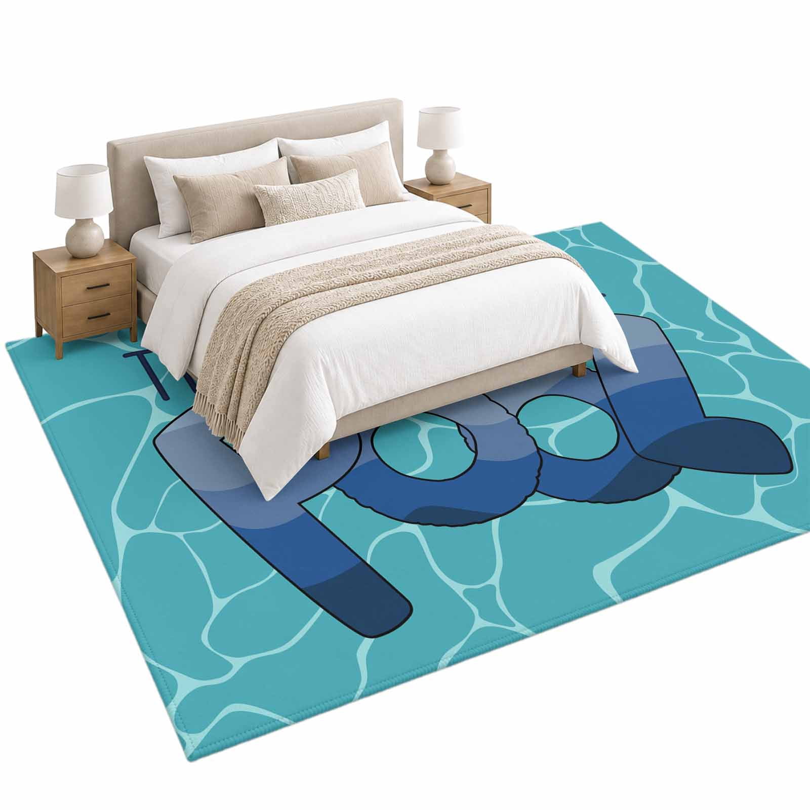 This Way To The Pool Area Rug 6'x9', Abstract Summer Letter Print Soft ...