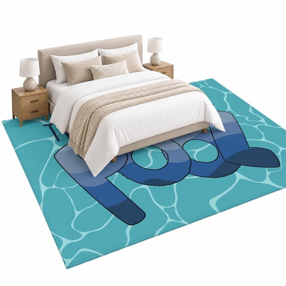 This Way To The Pool Area Rug 6'x9', Abstract Summer Letter Print Soft ...