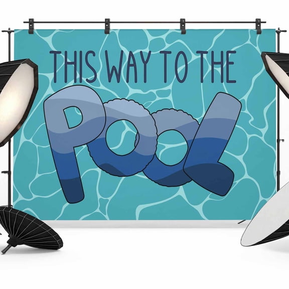 This Way To The Pool Photography Backdrop 7x5FT, Abstract Summer Letter Print Photo Backdrops, Background for Photography Studio Photo Studio Background, Back Drop for Photoshoot