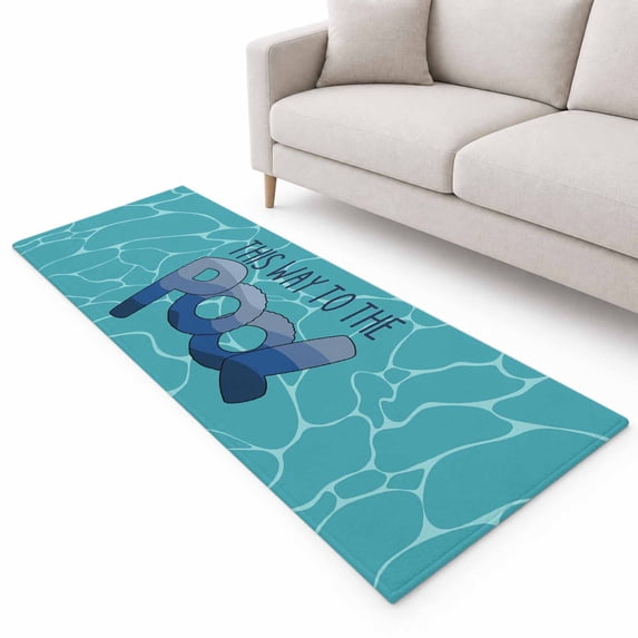 This Way To The Pool Runner Rug 2.6'x8', Abstract Summer Letter Print ...