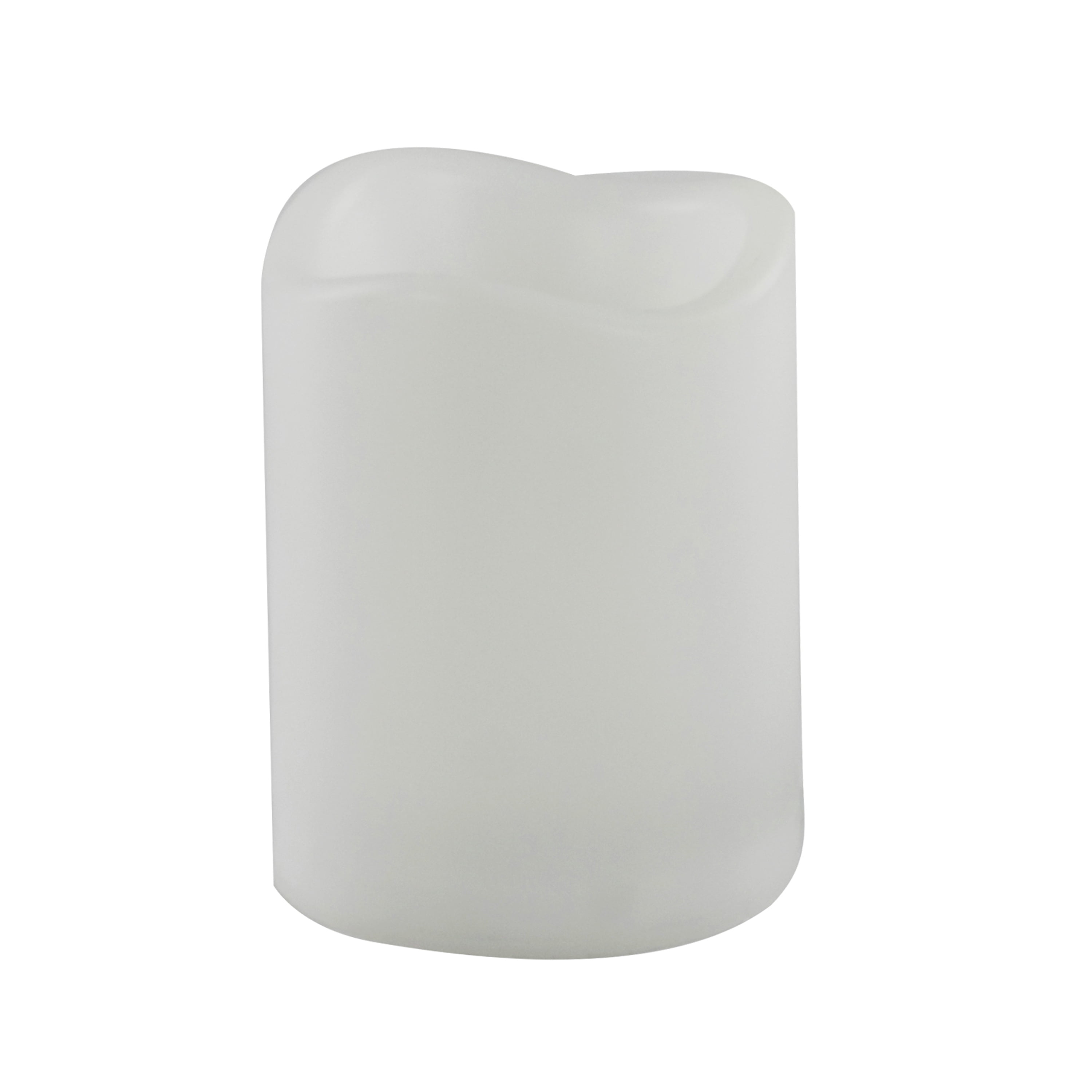 Indoor Battery-Operated LED Plastic Flameless Christmas Pillar Candle, White, 4", by Holiday Time