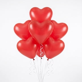 12" Red Heart Shaped Latex Balloons, 5 Pieces, by Way To Celebrate