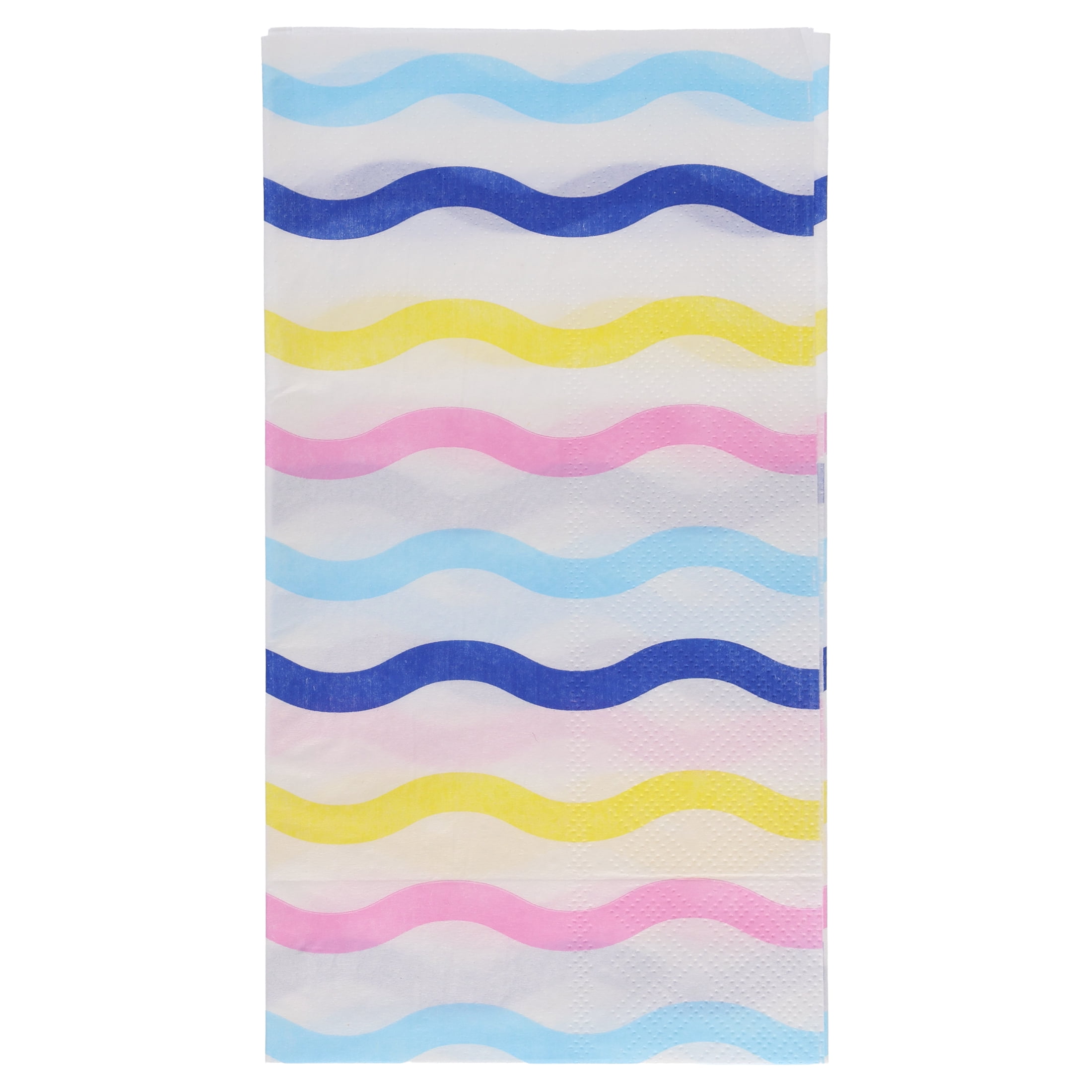 Way To Celebrate Disposable Paper Napkins, Multicolor Wavy Stripes, 4.3 in x 7.8 in, 16 Count
