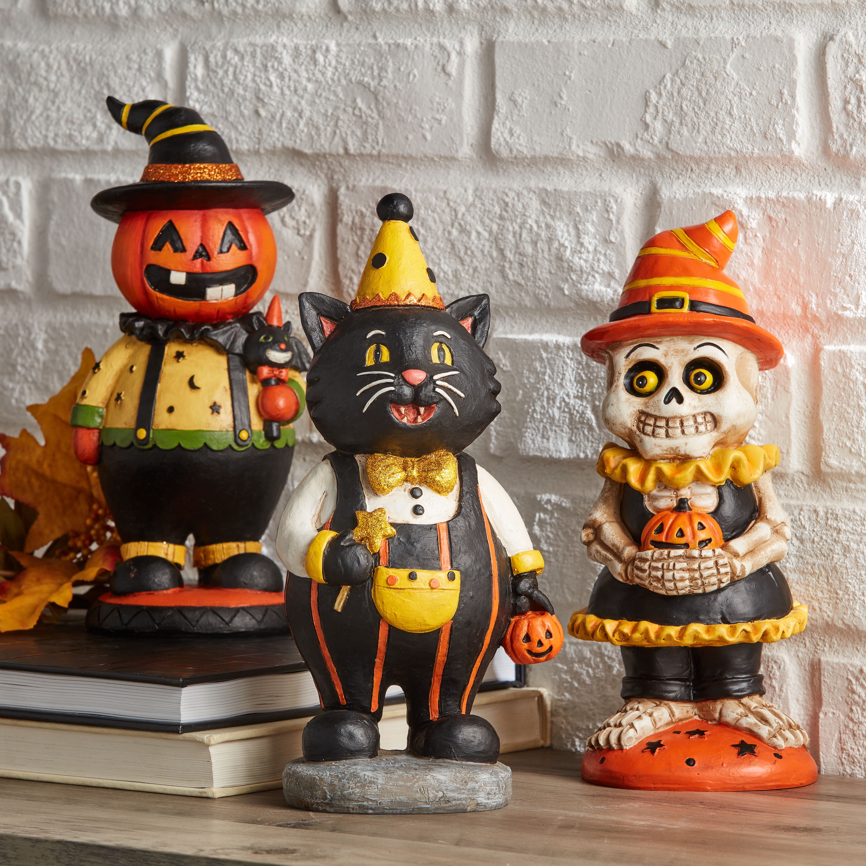 Way To Celebrate 3Piece Halloween Spooky Friends Figurines, Colorful