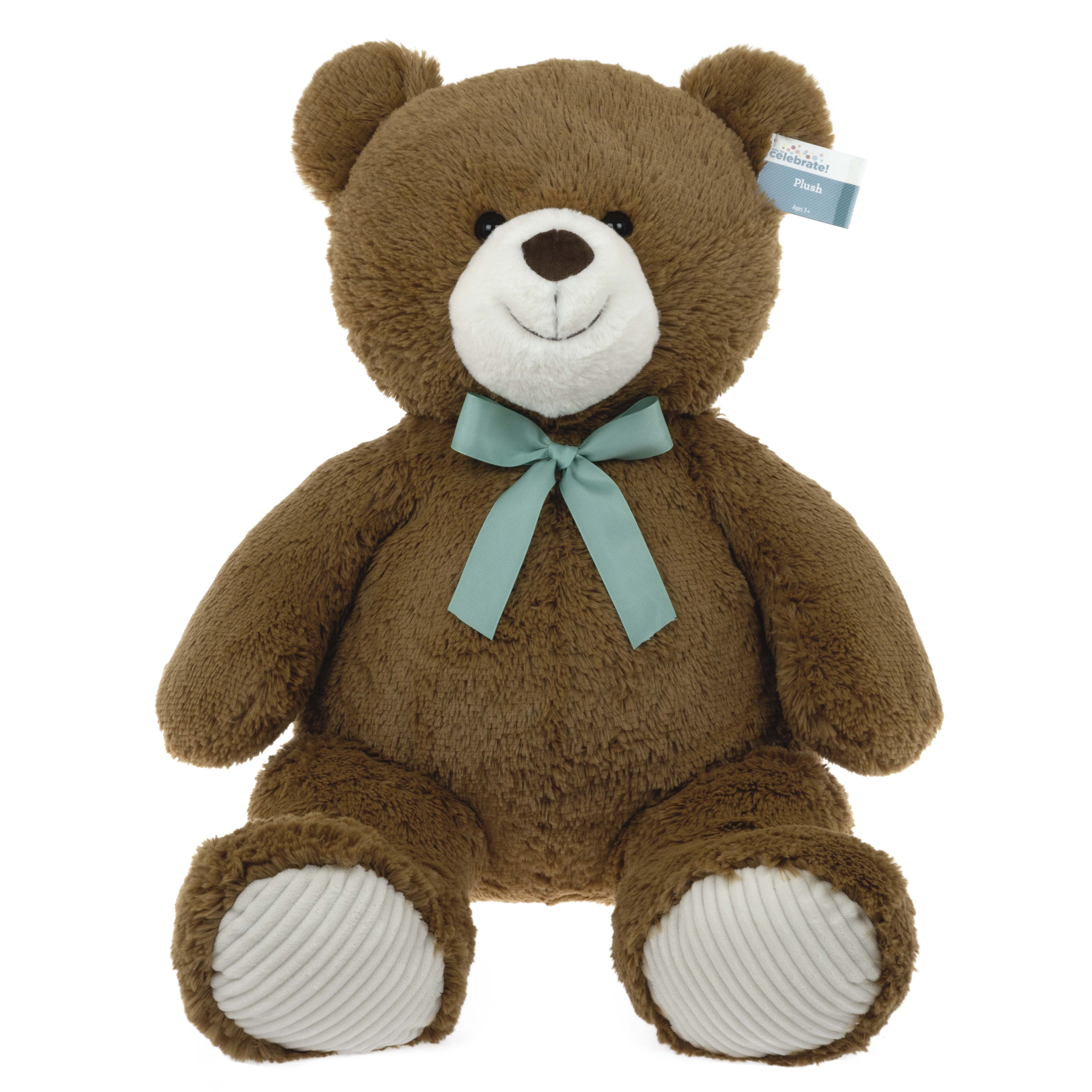 Hearty Bear Stuffed Toy 末吉秀太 ぬいぐるみ Bear Plush Toy with Ribbon, Brown, 22