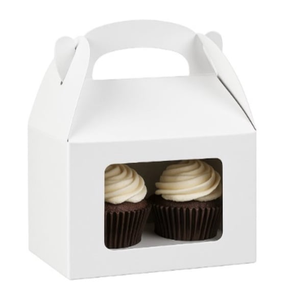 Way To Celebrate 3ct White Cupcake Box with Window & Handle