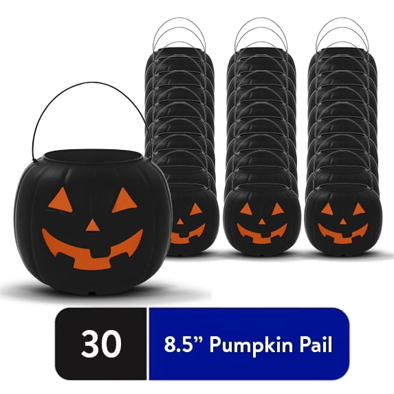 30 Count Bundle- 8" Black Plastic Jack-o'-Lantern Decoration with Orange Face, by Way To Celebrate