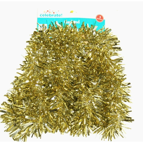 Champagne/Silver Tinsel Garland, 9', by Way To Celebrate