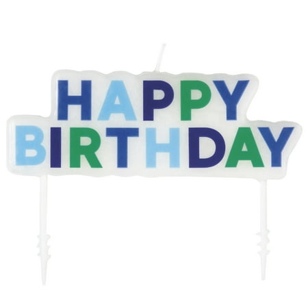 Way To Celebrate Blue and Green Happy Birthday Candle